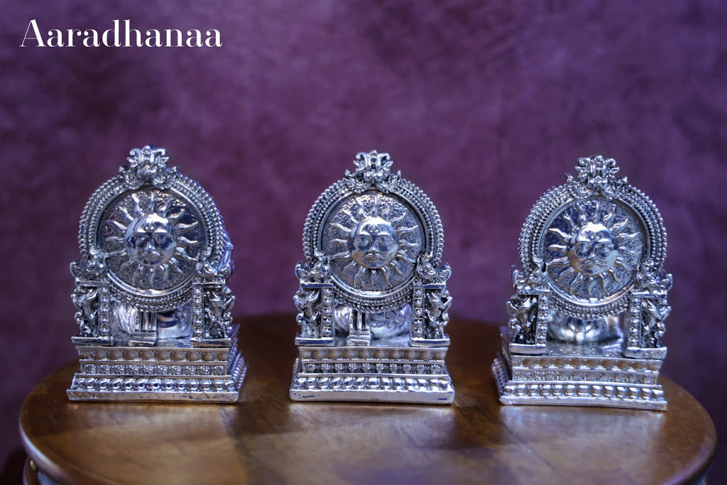 Ganesh Lakshmi Saraswati Idols Virajman On Sinhasan Set