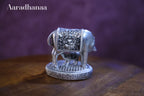 Silver Finish Kamdhenu Cow & Calf Idol with Goddess Lakshmi for Home Temple & Vastu Décor