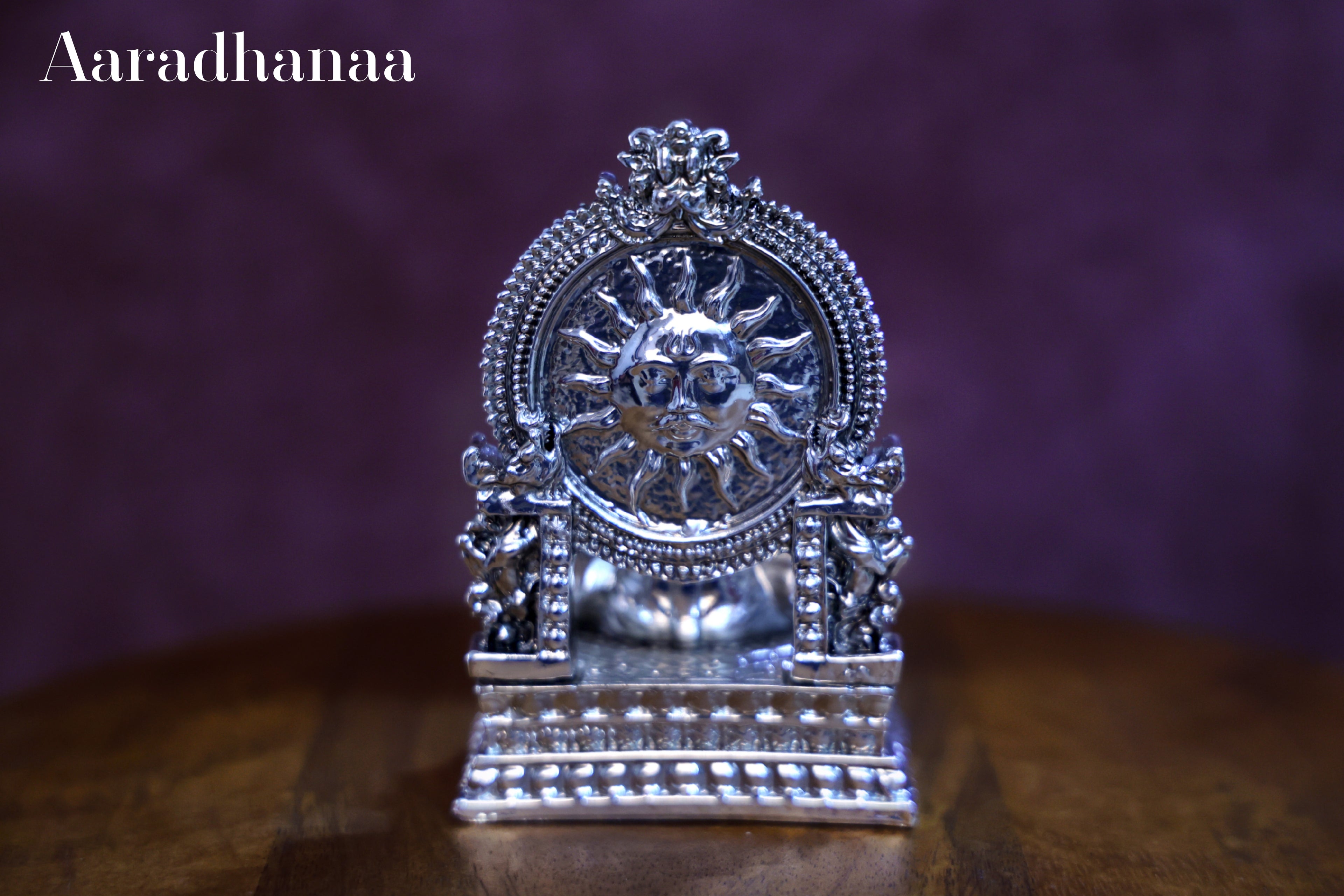 Ganesh Idol Virajman On Sinhasan - Silver Plated