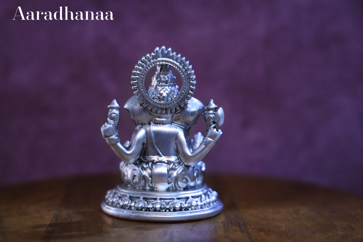 Sitting Ganesh Idol - Silver Plated