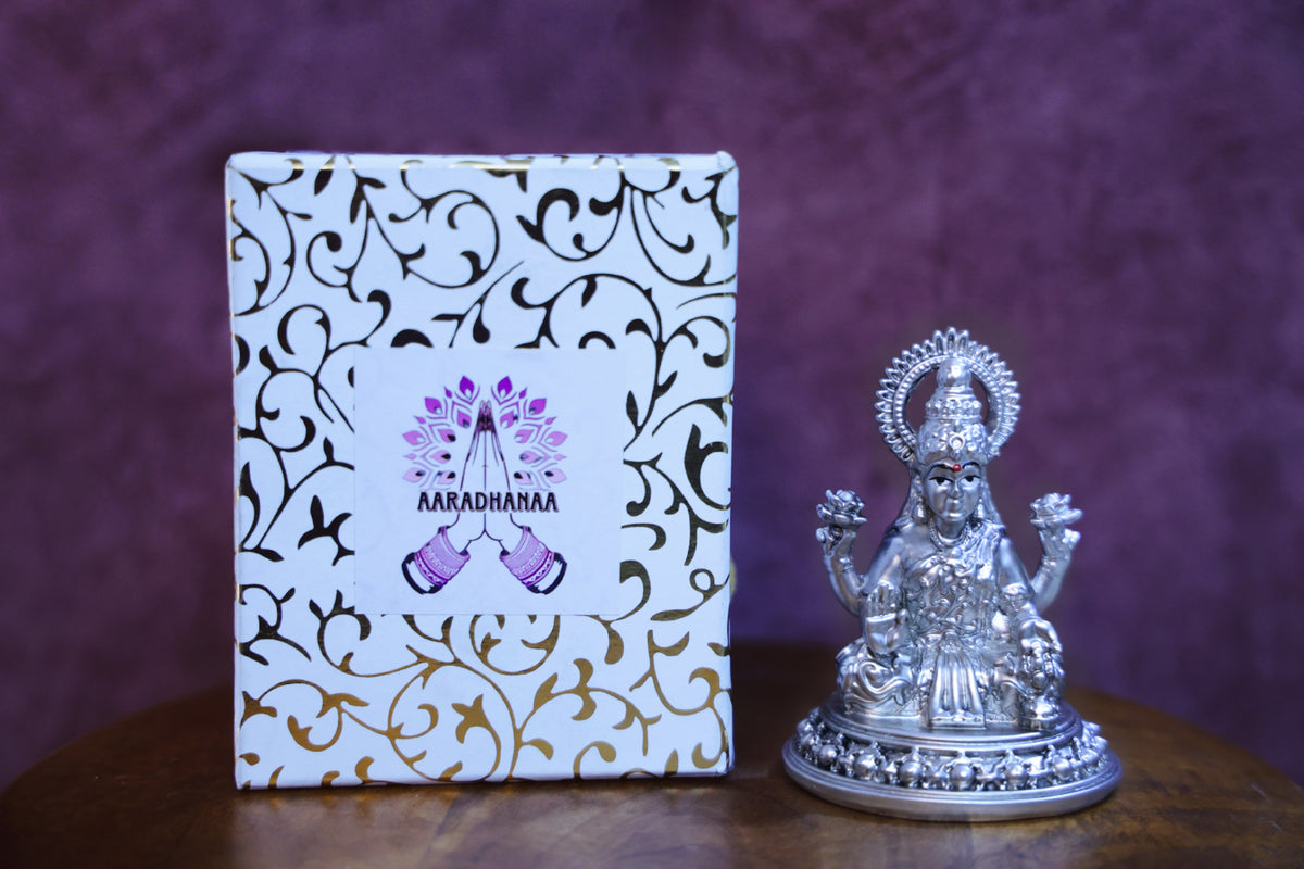 Sitting Lakshmi Idol - Silver Plated