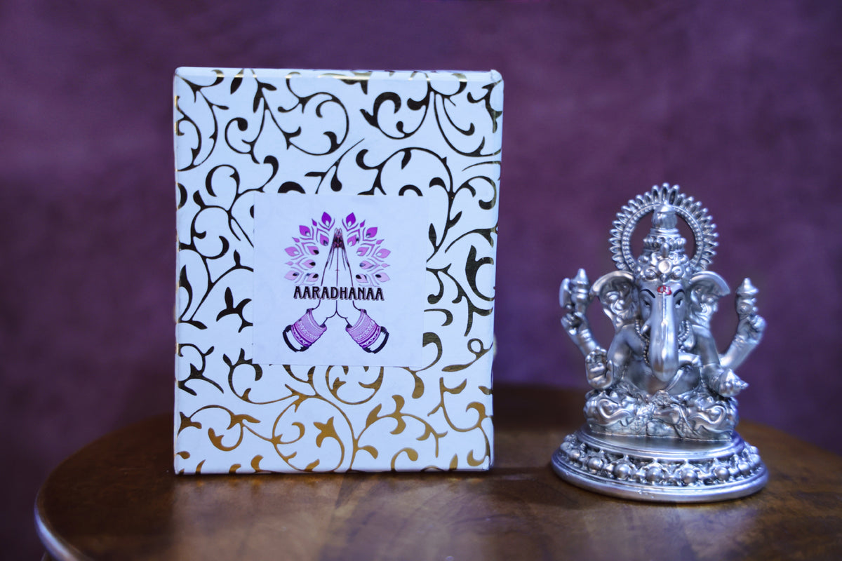 Sitting Ganesh Idol - Silver Plated