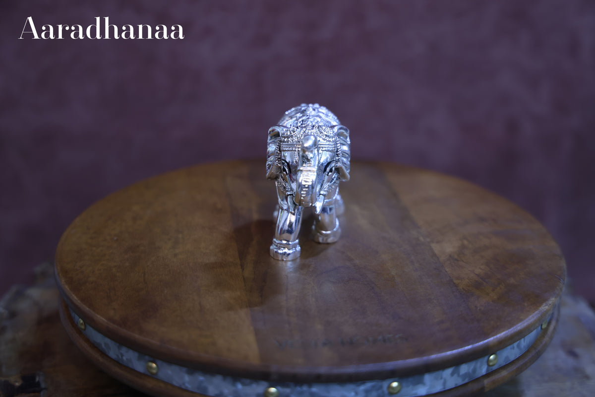 Silver Finish Decorative Elephant Statue for Home Décor, Office & Good Luck Gift