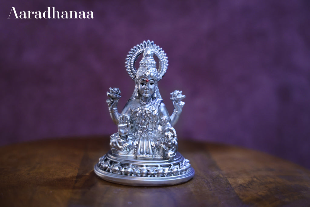 Sitting Lakshmi Idol - Silver Plated