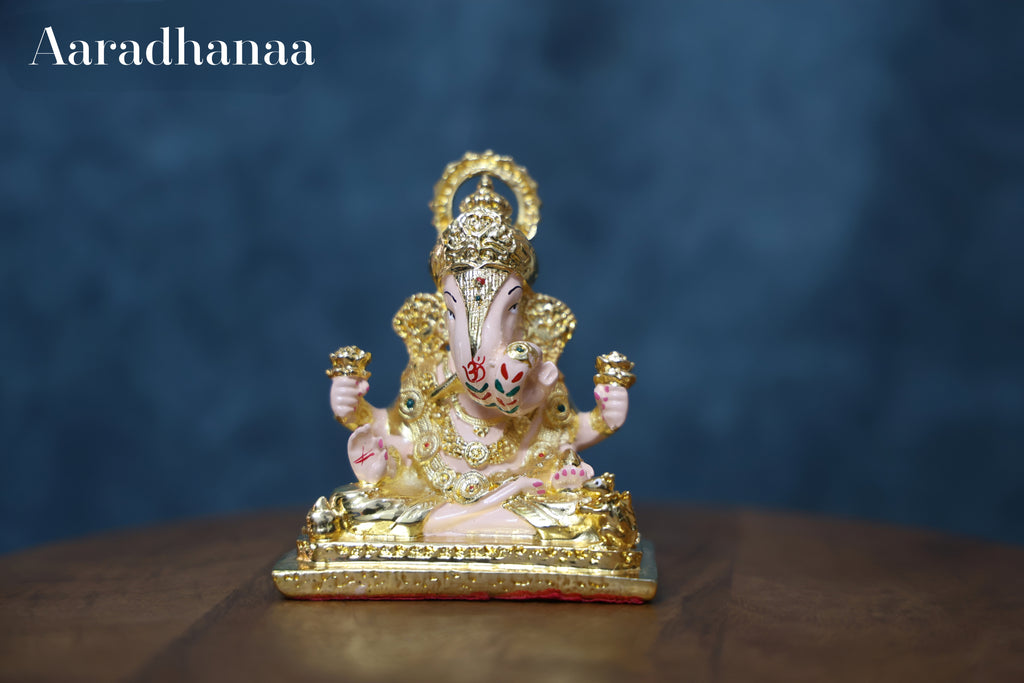 Dagdusheth Halwai Ganpati Murti - Gold Plated