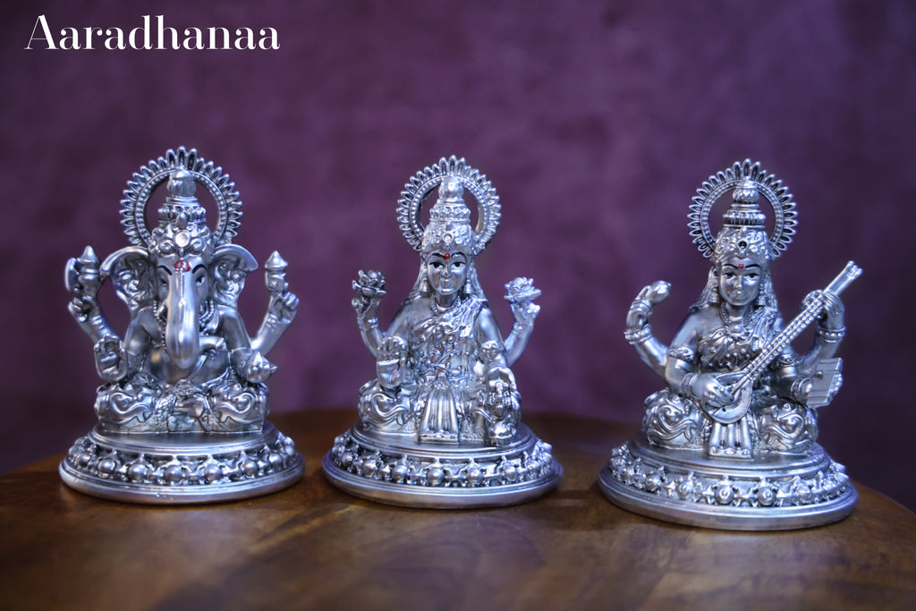 Ganesh Lakshmi Saraswati Idols Set