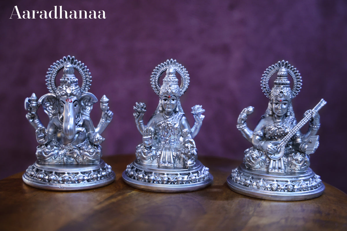 Ganesh Lakshmi Saraswati Idols Set