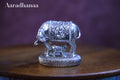 Silver Finish Kamdhenu Cow & Calf Idol with Goddess Lakshmi for Home Temple & Vastu Décor