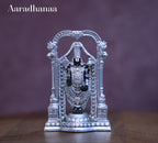 Lord Venkateswara Balaji Idol with Decorative Arch | Silver Finish Tirupati Balaji Murti for Home Temple, Pooja & Spiritual Gift