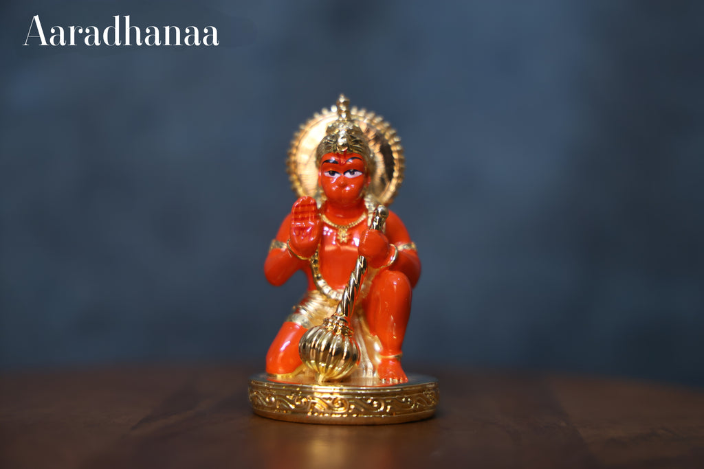 Sinduri Hanuman Murti - Gold Plated