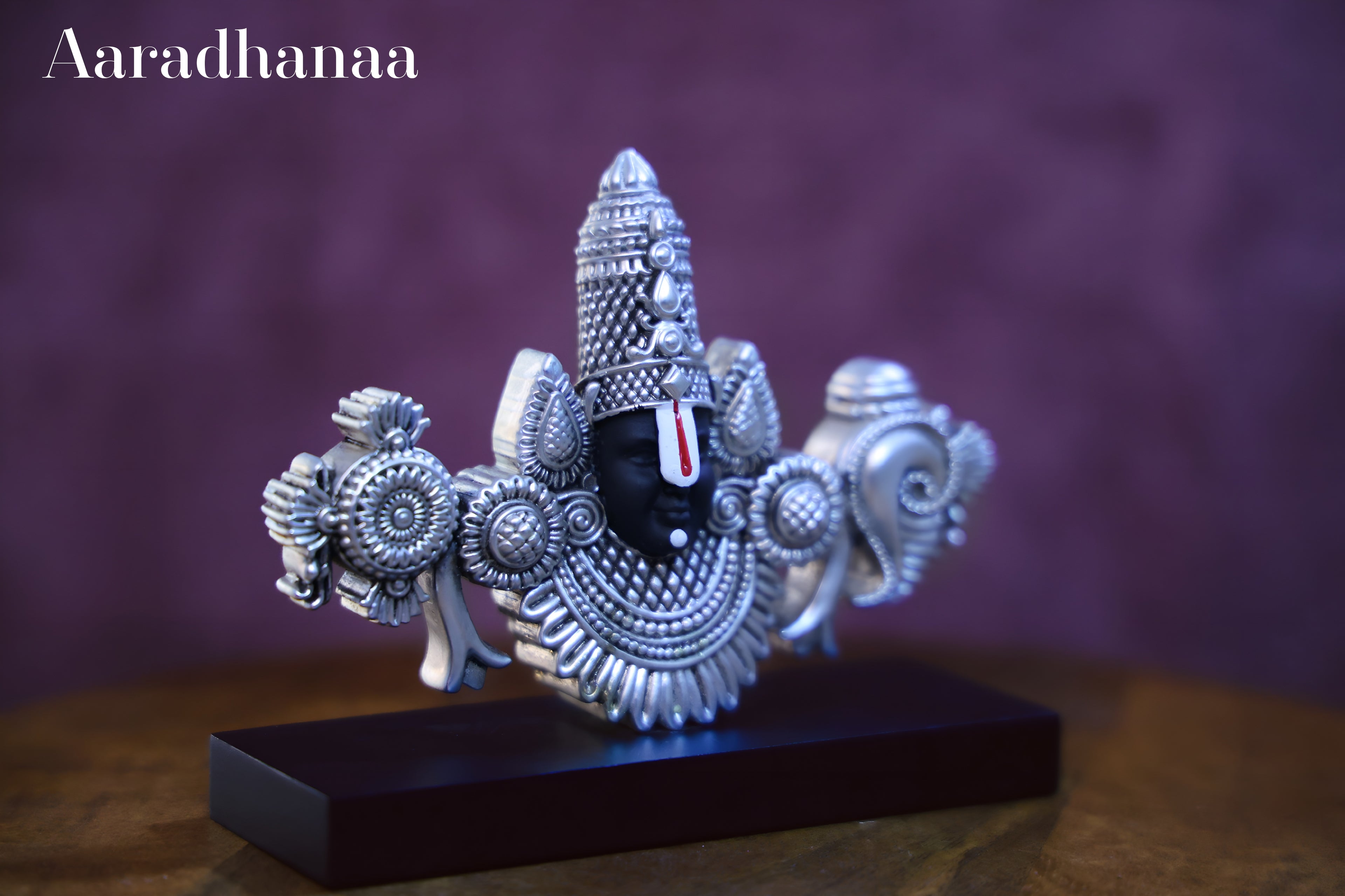 999 Pure Silver Plated Lord Balaji Face With Base God Idol