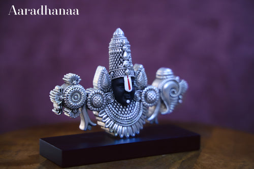 999 Pure Silver Plated Lord Balaji Face With Base God Idol