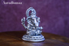Sitting Ganesh Idol - Silver Plated