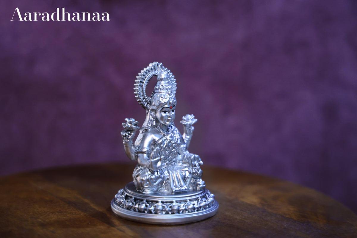 Sitting Lakshmi Idol - Silver Plated