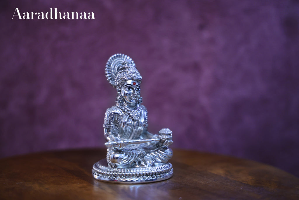 Aaradhanaa Silver Finish Goddess Annapurna Idol for Home Temple & Office Décor