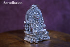 Ganesh Idol Virajman On Sinhasan - Silver Plated