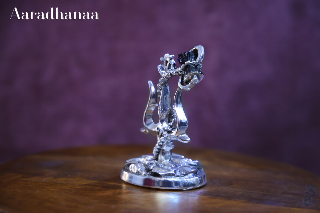 Lord Shiva Trishul with Damru - Silver Plated