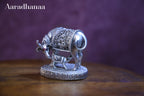 Silver Finish Kamdhenu Cow & Calf Idol with Goddess Lakshmi for Home Temple & Vastu Décor